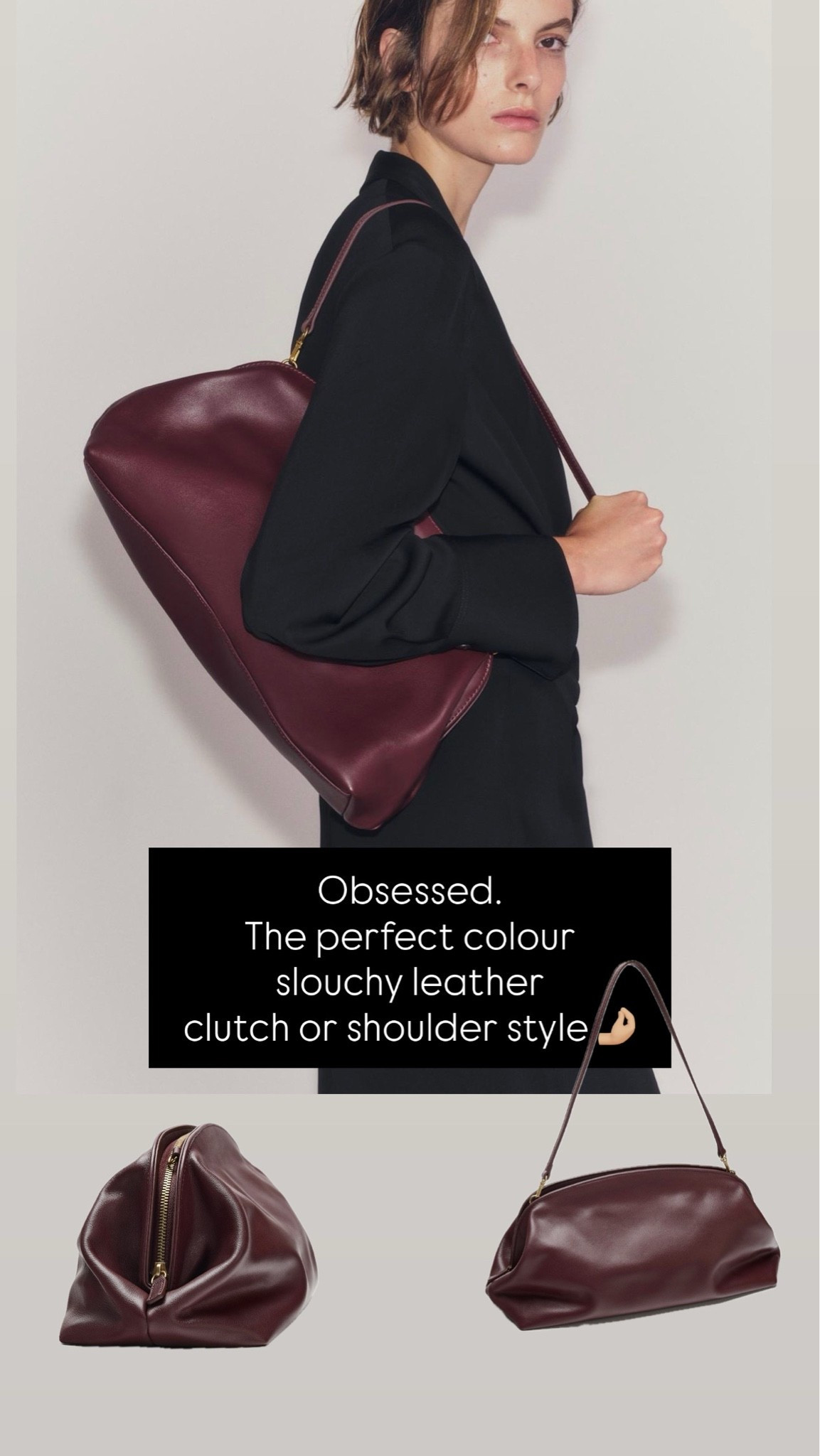 The perfect autumn bag does exist. 
Berry leather in a soft, slouchy clutch with detachable shoulder strap. 
Perfect 👌🏻

#LTKautumn #LTKover50style #LTKstyletip
