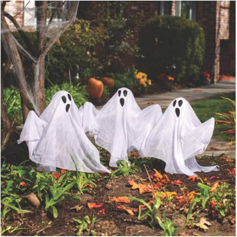 20" LED Ghost Yard Stakes – 3 Pc. Light-Up Outdoor Halloween Decorations, Battery Operated Path... | Amazon (US)