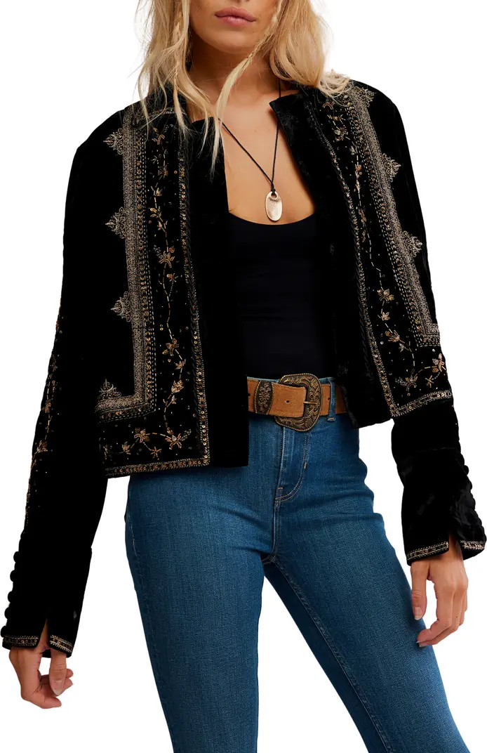 Maxxie Bead Detail Velvet Jacket | Nordstrom Rack