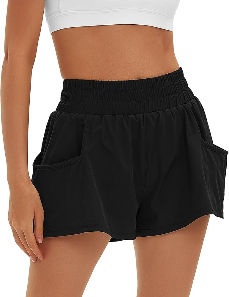 Daron Women's Athletic Shorts High Waisted Running Shorts Sporty Short Gym Elastic Workout Shorts... | Amazon (US)
