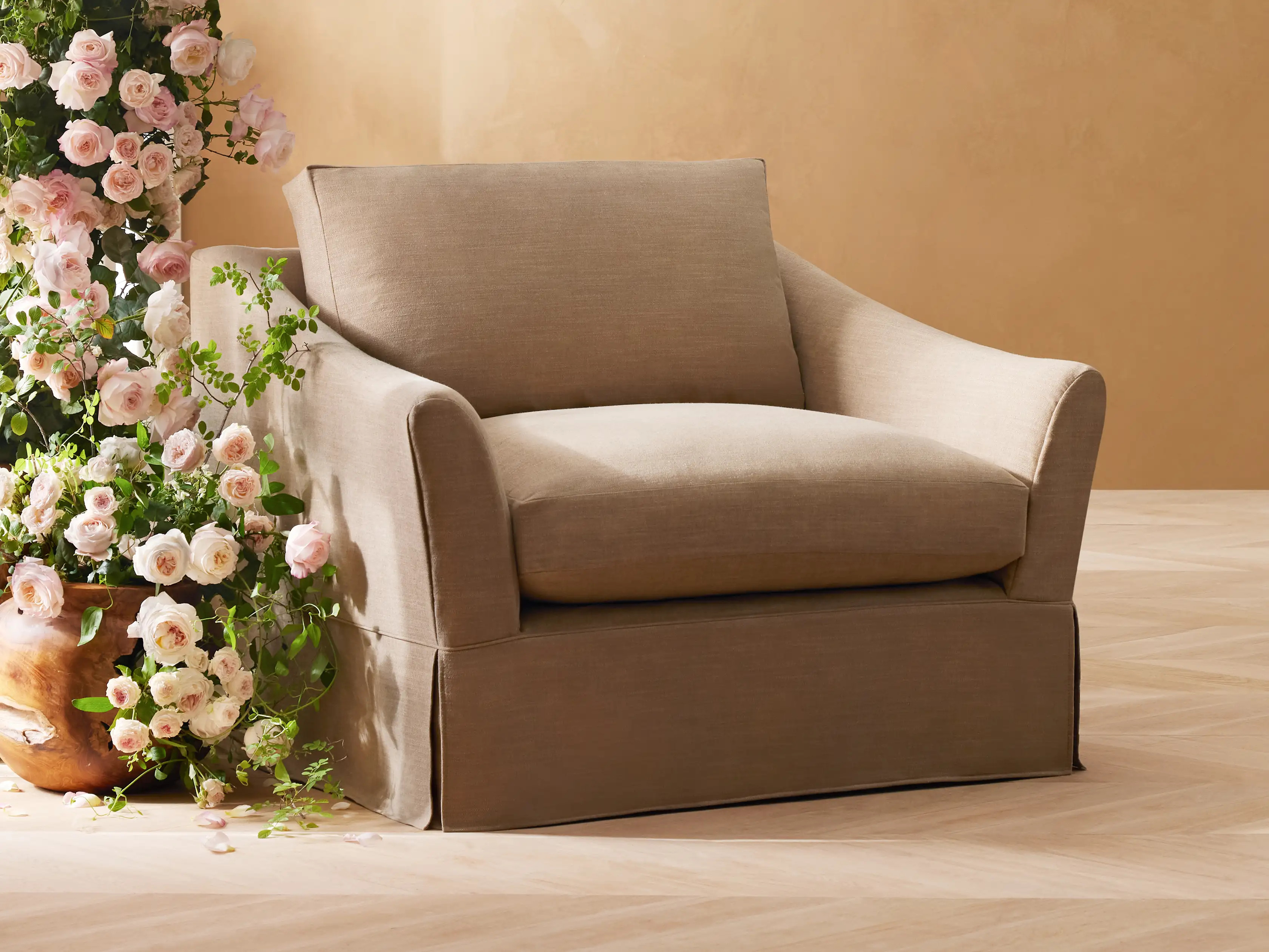 Helena Slipcovered Swivel Chair | Arhaus