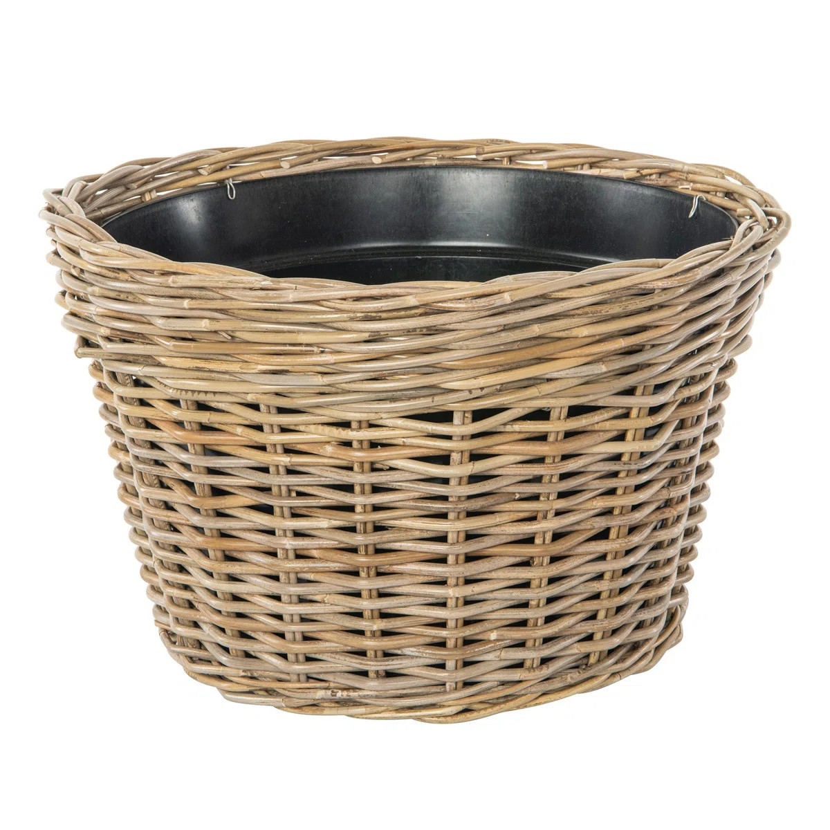 Rattan Kobo Conical Indoor & Outdoor Planter Basket with Plastic Pot, Small | Wayfair North America