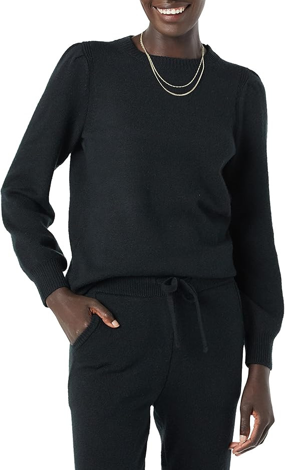 Amazon Essentials Women's Soft Touch Pleated Shoulder Crewneck Sweater | Amazon (US)