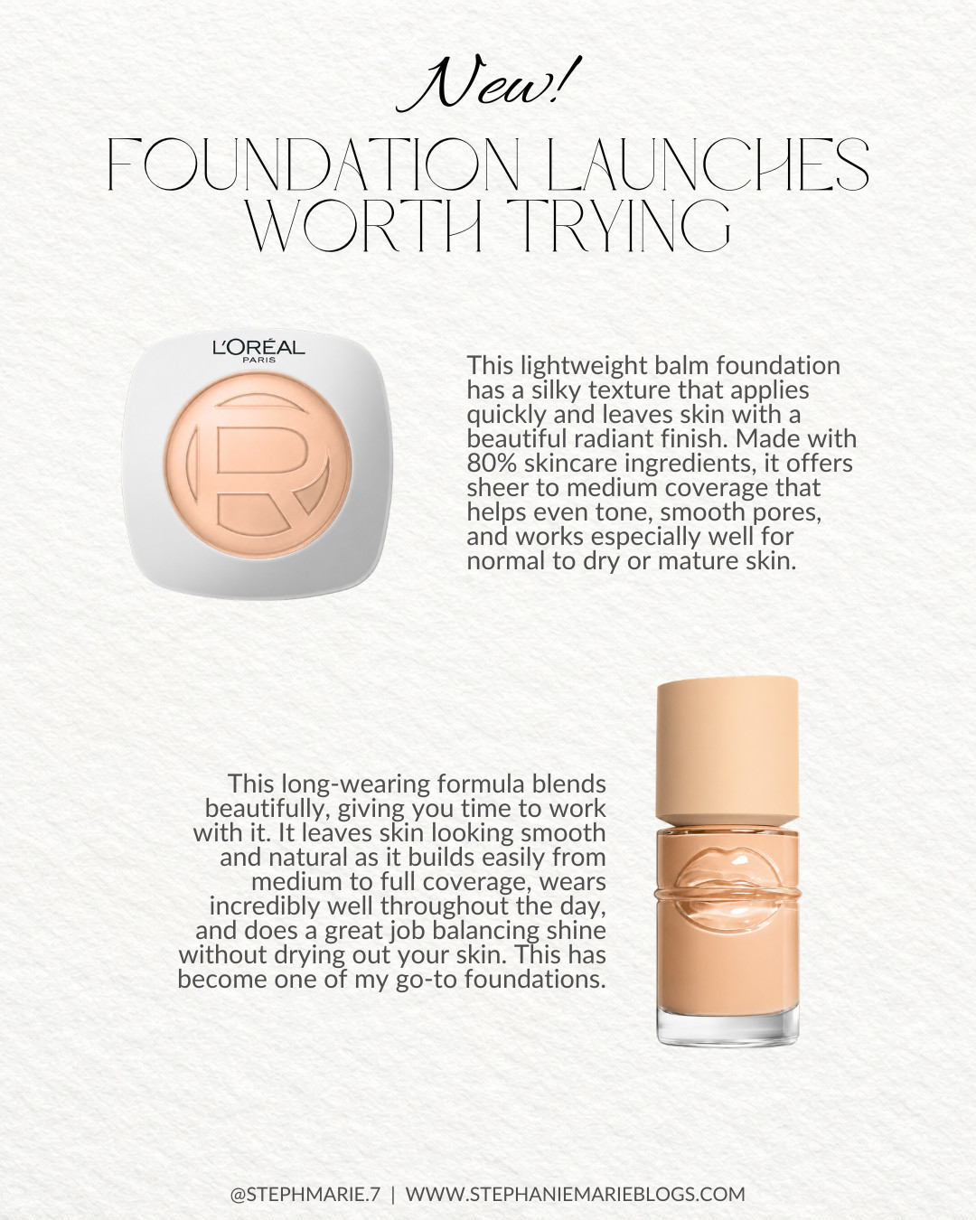 Two foundation launches worth trying for mature skin! I've tested these with various forms of application, on hot, humid Louisiana days and they hold up so well. For a full review, check out my YouTube channel 🎥 StephanieMarie  

 #LTKOver40 #LTKBeauty