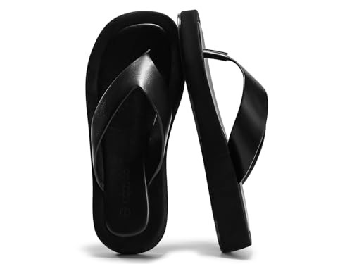 Coutgo Womens Platform Flip Flops Open Square Toe Slide Sandals Summer Beach Vacation Shoes | Amazon (US)