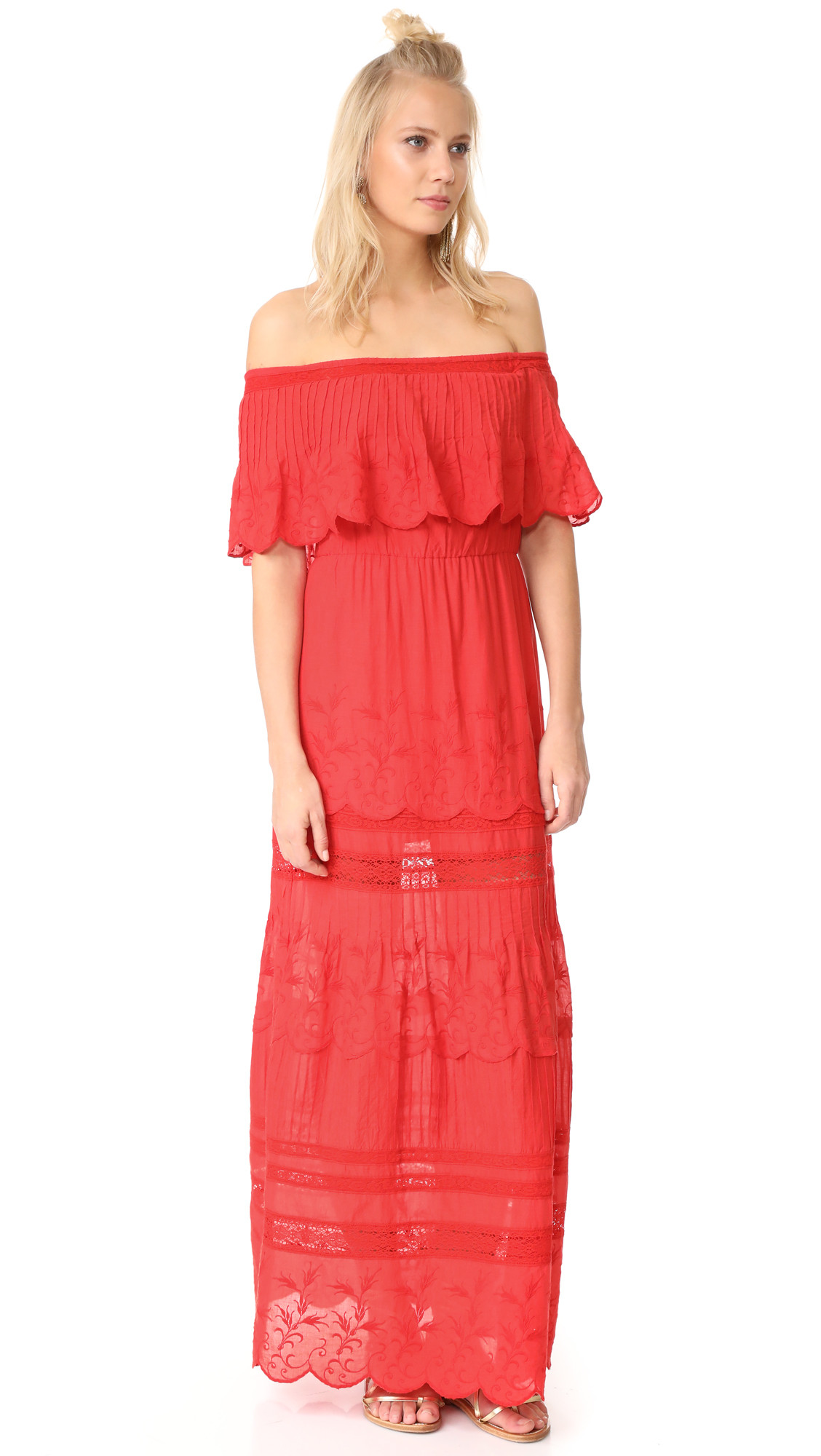 Pansy Embroidered Off Shoulder Boho Dress | Shopbop