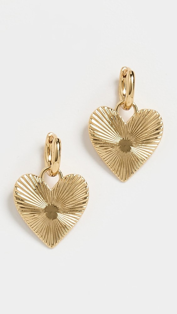 Small Ribbed Heart of Gold Huggies | Shopbop