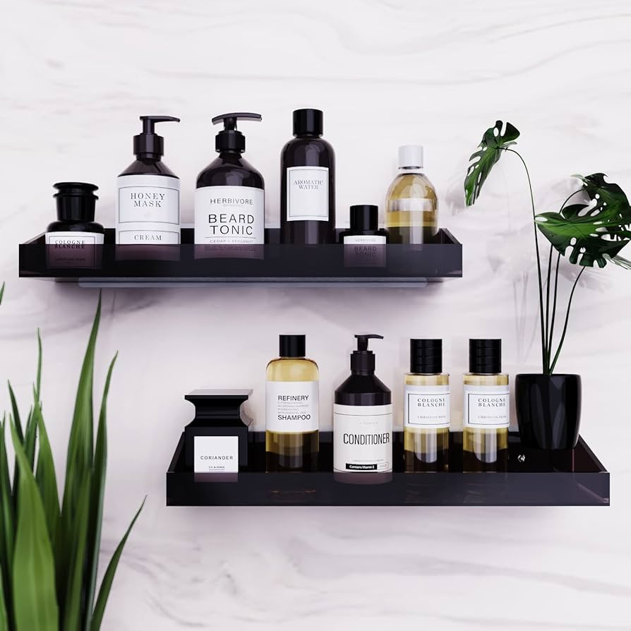 Amazon.com: Bakzon Acrylic Shower Caddy Shelves, 2 Pack Self Adhesive Bathroom Storage Organizer,... | Amazon (US)