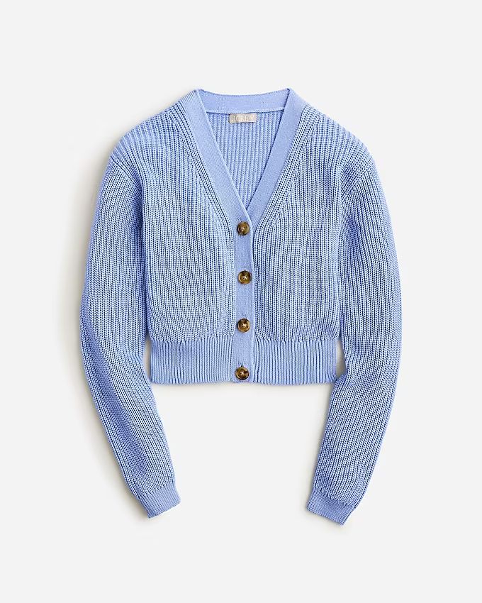 Cotton-blend cropped V-neck cardigan sweater | J.Crew US