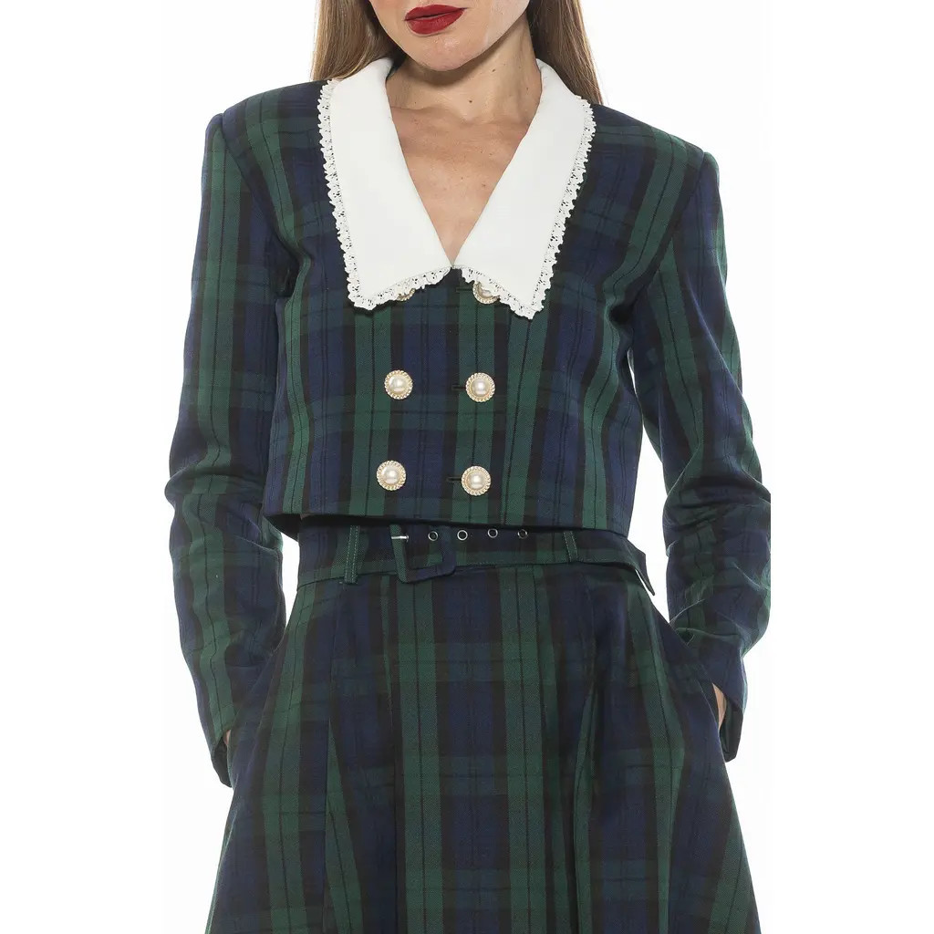 Alexia Admor Aurelia Cropped Plaid Blazer in Green Plaid at Nordstrom Rack, Size 12 | Nordstrom Rack