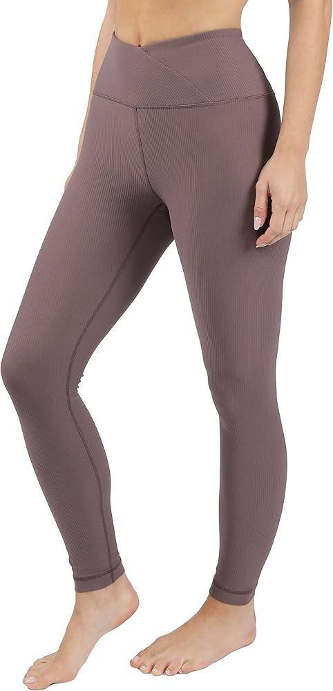 90 Degree By Reflex Interlink Ribbed High Crossover Waist 7/8th Ankle Legging | Amazon (US)