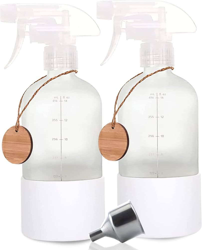 Roetell Frosted Glass Spray Bottles with Silicone Sleeve, 16oz Refillable Containers with Mist an... | Amazon (US)