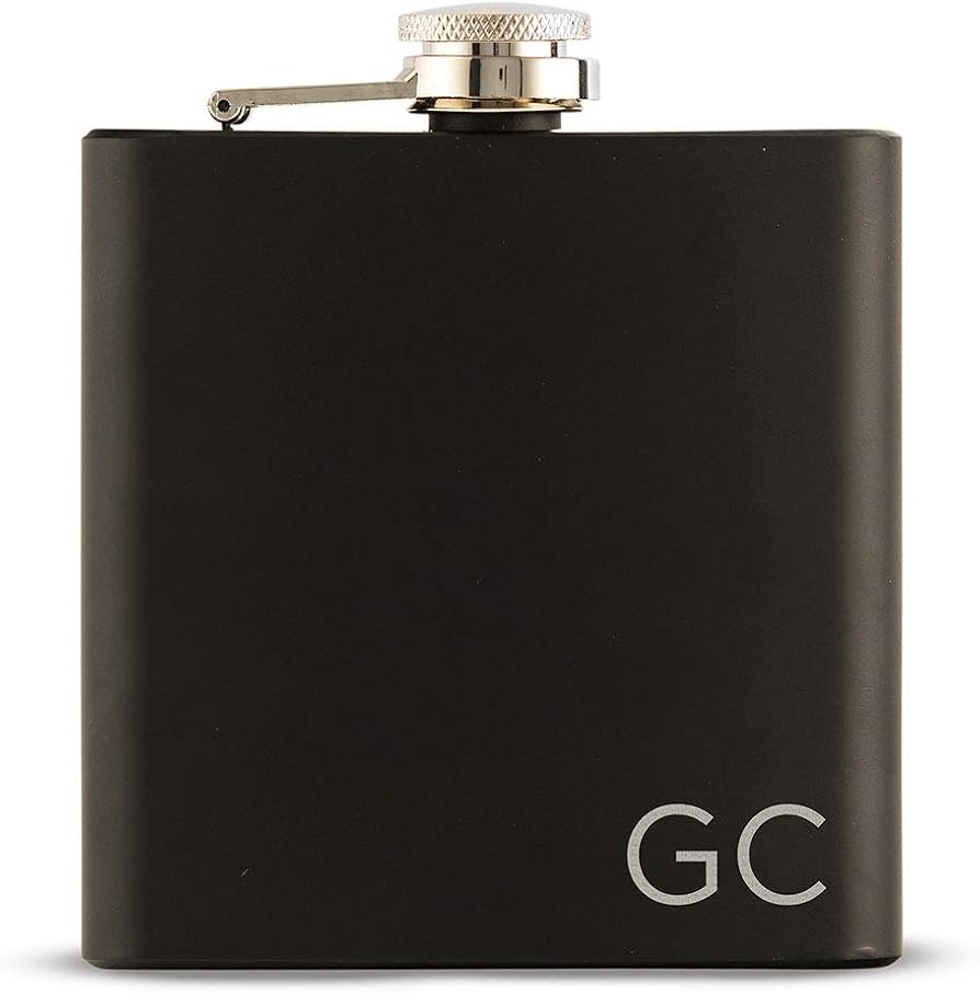 Weddingstar Personalized Custom Engraved 6oz Black Hip Flask Stainless Steel Wedding Gift - Initi... | Amazon (US)