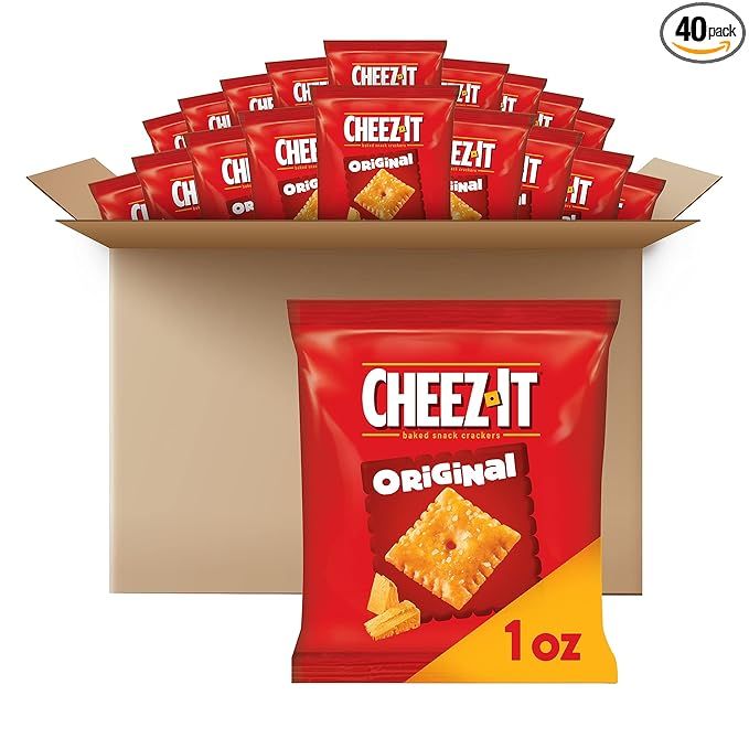 Cheez-It Baked Snack Cheese Crackers, Original, School Lunch Snacks, 1 oz Bag (40 Bags) | Amazon (US)