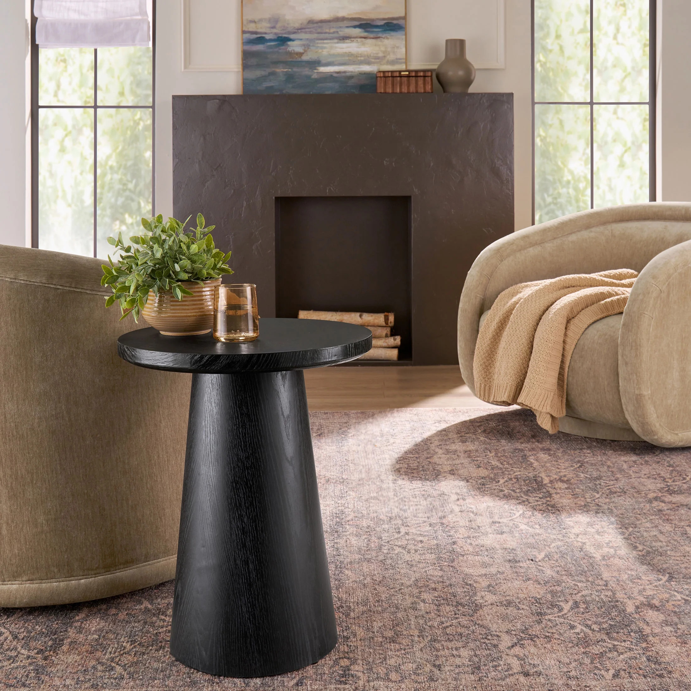 Better Homes & Gardens Ashby Pedestal End Table, Rich Black Finish | Walmart (US)