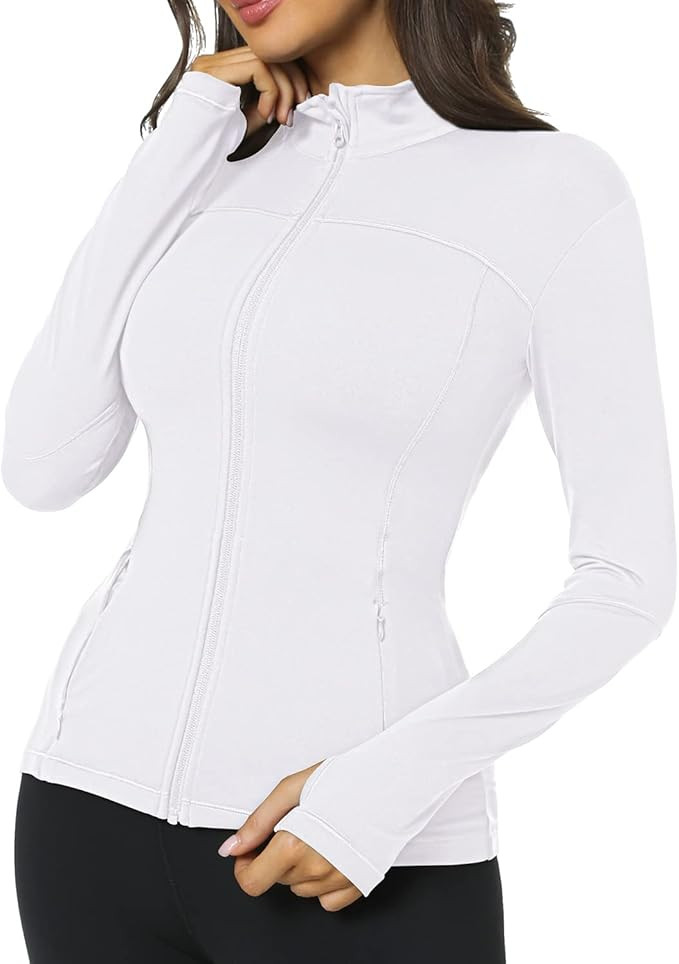 QUEENIEKE Running Jackets for Women, Cottony-Soft Full Zip Slim Fit Athletic Workout Jacket with ... | Amazon (US)