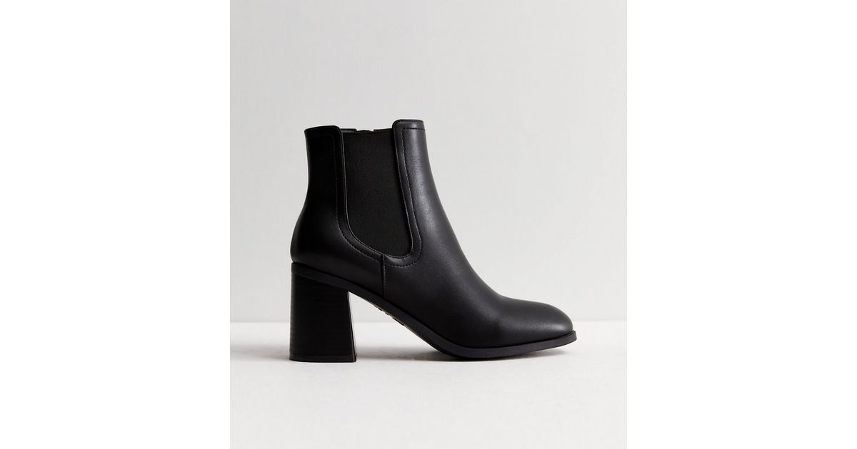 Black Leather-Look Block Heel Chelsea Boots
						
						Add to Saved Items
						Remove from Sav... | New Look (UK)