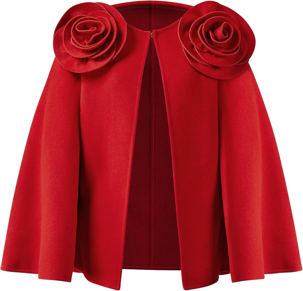 JW PEI Women's Clara Floral Applique Cape Coat | Amazon (US)