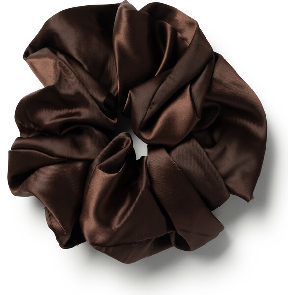 Rosa Vintage Satin Scrunchie, Chocolate | Maisonette