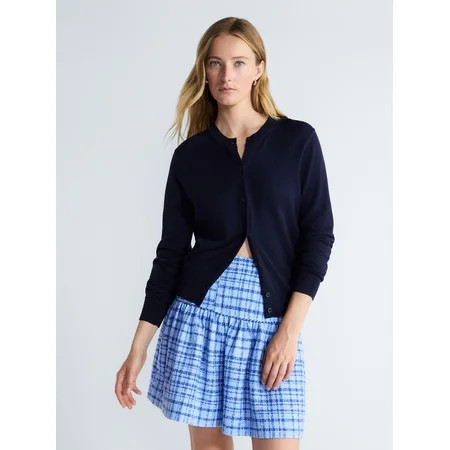 Free Assembly Women s Classic Cardigan Sweater with Long Sleeves Lightweight Sizes XS-XXL | Walmart (US)