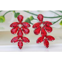 Red Jewelry, Red Ruby Earrings, Art Deco Birthday Wife Gift, Jewelry Large Studs, Bridal Earrings, Earrings | Etsy (US)