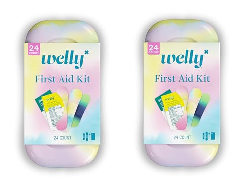 Welly Quick Fix Colorwash, On The Go First Aid Kit, Assorted Bandages, Ointments, and Hand Sanitizer, Tie Dye Patterns, 2 Pack | Amazon (US)