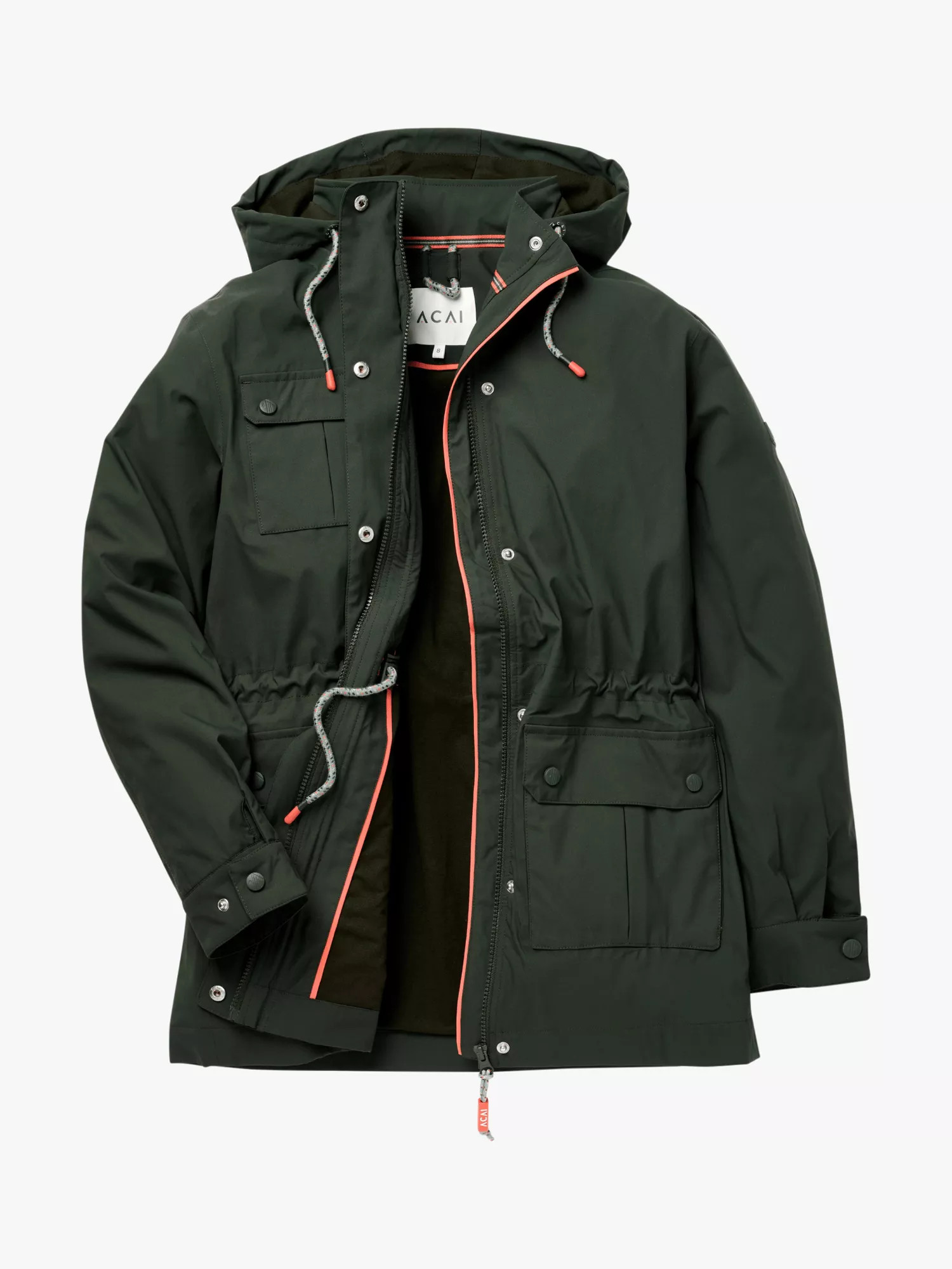 ACAI Women's River Waterproof Jacket, Deep Khaki | John Lewis (UK)
