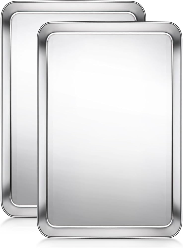 Baking Sheet, Cookie Sheet, Stainless Steel Baking Pan, 2 Piece-16''x 12'' x 1'', Sheet Pan for O... | Amazon (US)