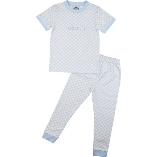 Blue Plaid Knit Pajamas | Cecil and Lou