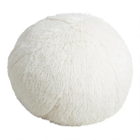 Round White Snowball Throw Pillow | World Market