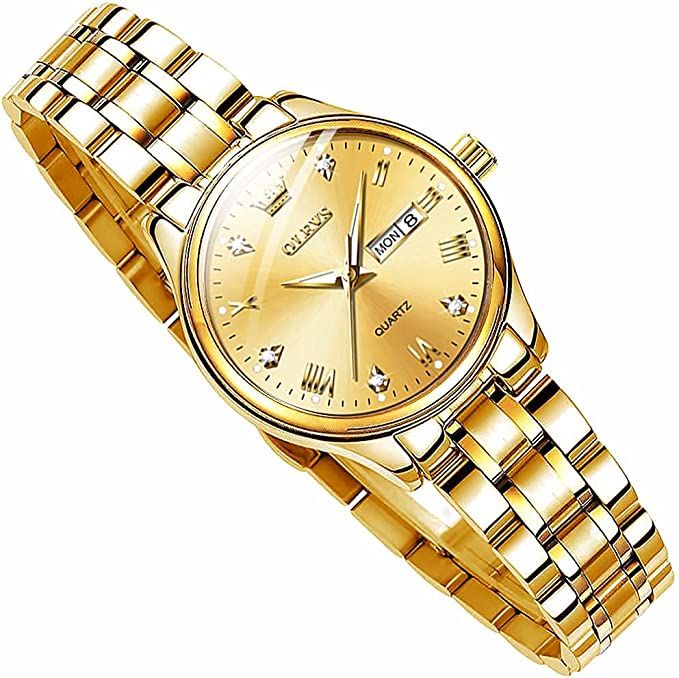 Women's Luxury Stainless Steel Watch, Small Wrist Ladies Dress Watch with Day Date, Petite Face C... | Amazon (US)