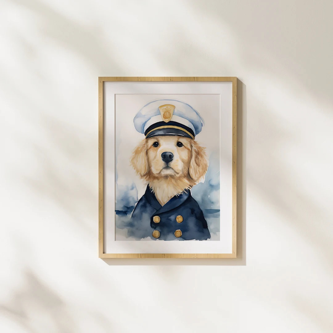 Introducing delightful pet portrait, a charming piece that captures the spirit of a lovable golde... | Etsy (US)