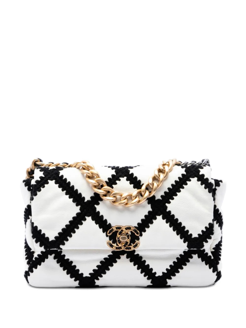 CHANEL Pre-Owned 2020 Large Crochet Calfskin 19 Flap satchel - White | Farfetch Global