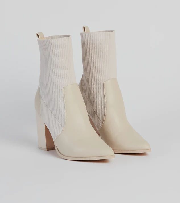 Brand New Attitude Knit Faux Leather Booties | Windsor Stores