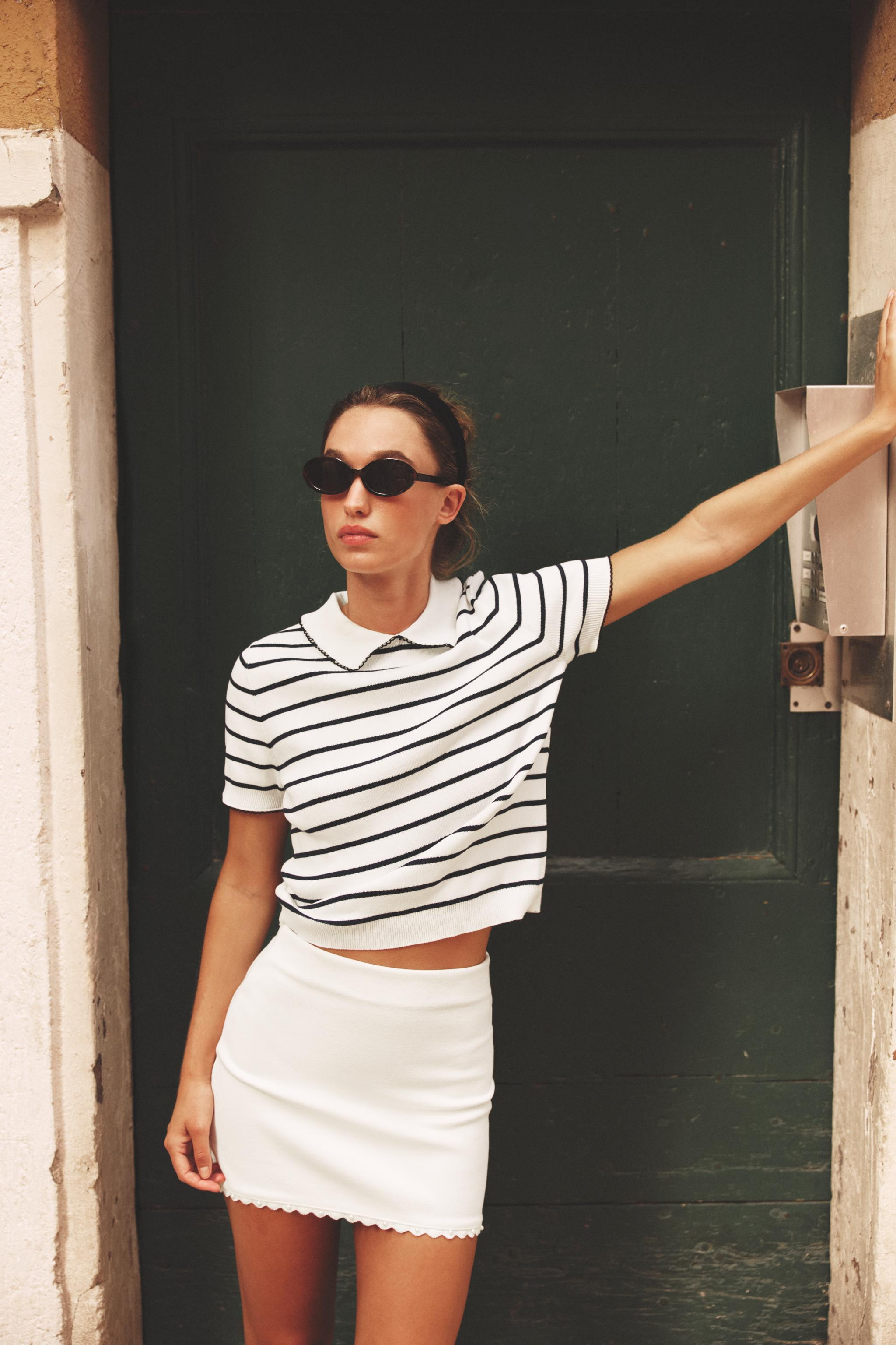 CONTRAST PIPING SHORT SLEEVE JUMPER | Zara US