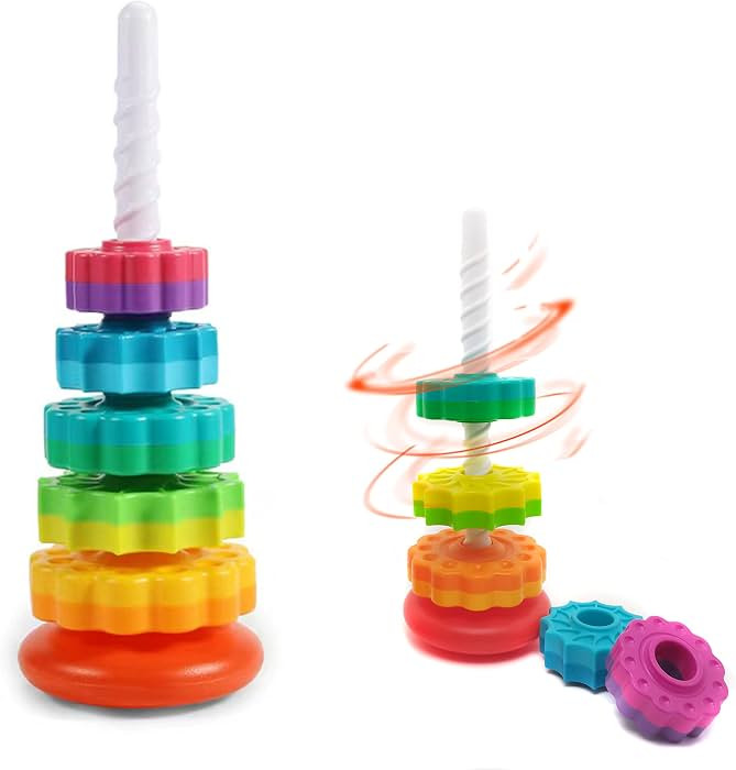 LBAIBB (1 PCS) Spinning Stacking Toys,Spin Toys for Toddlers 1-3,Strong ABS Plastic,Rainbow Spin ... | Amazon (US)