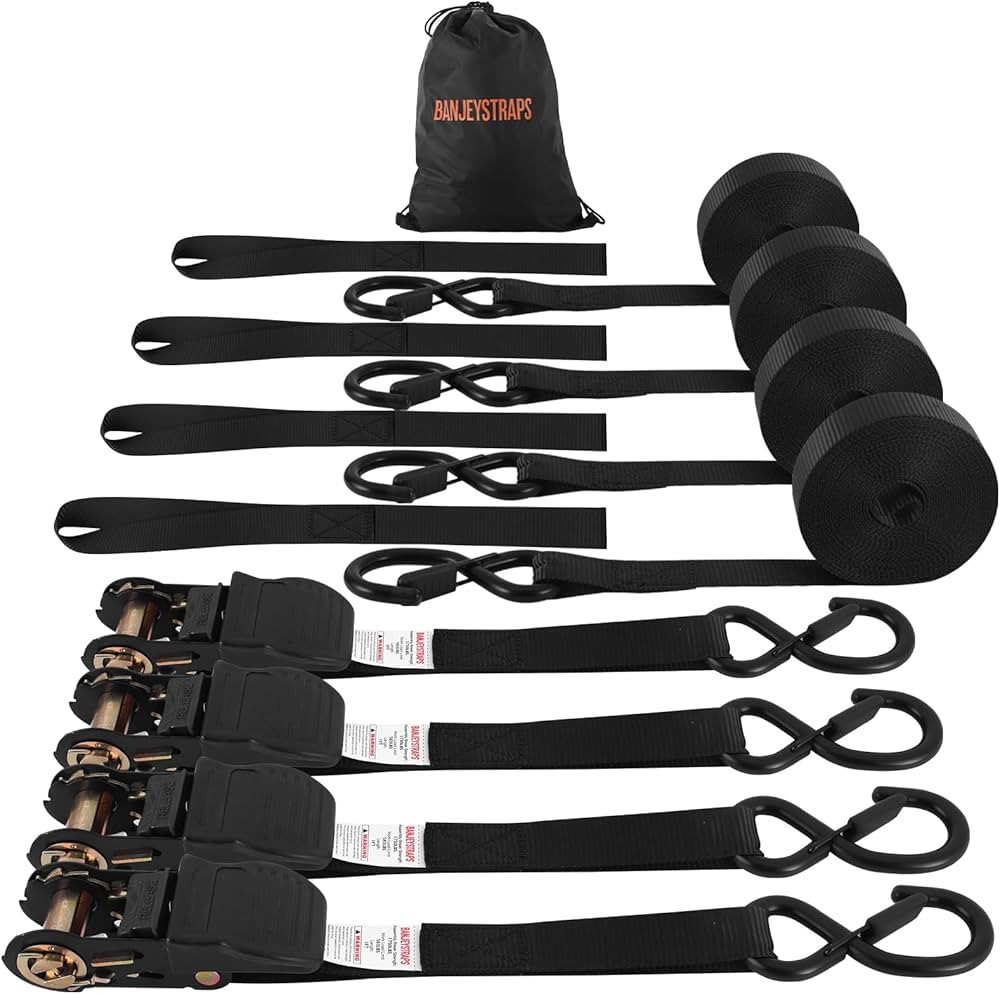 20FT Heavy Duty Ratchet Straps 4-Pack - 1 Inch 1750lb Break Strength Tie Downs for Flatbed Traile... | Amazon (US)