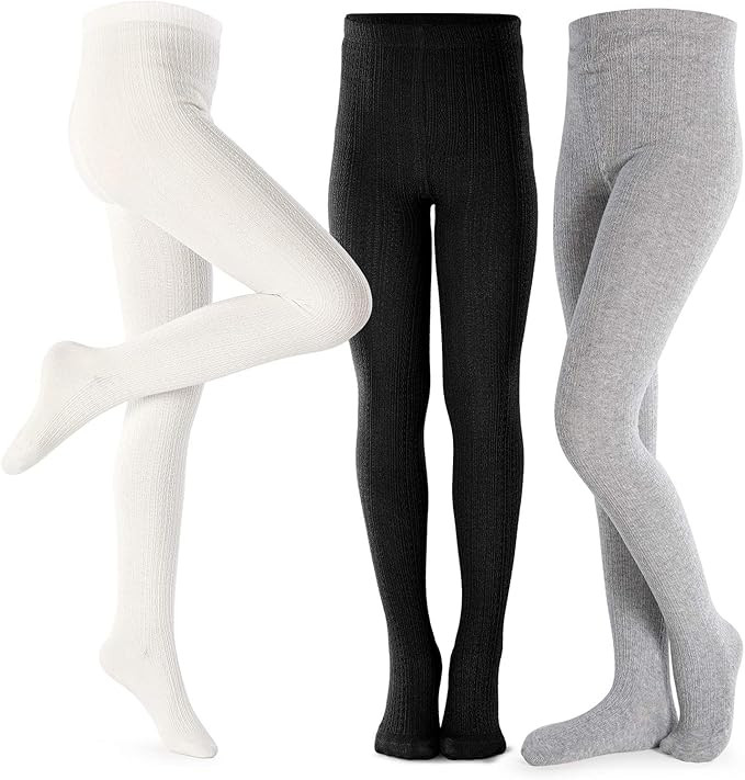 Girls Tights Toddler Cable Knit Cotton Footed Seamless Dance Ballet Baby Girls' Leggings 3/4 Pack | Amazon (US)