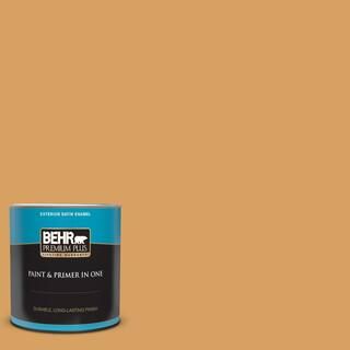 BEHR PREMIUM PLUS 1 qt. #MQ4-10 Amber Brew Satin Enamel Exterior Paint and Primer in One-934004 -... | The Home Depot