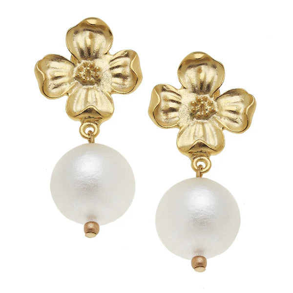 Dogwood Cotton Pearl Drop Earrings | Susan Shaw