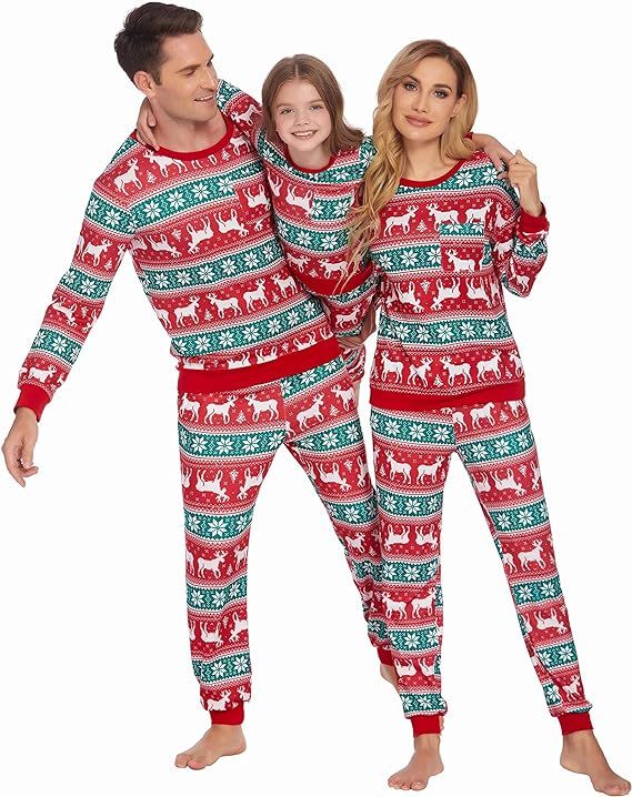 Ekouaer Matching Family Pajamas Set Christmas Pjs Holiday Sleepwear Sets Printed Long Sleeve Nigh... | Amazon (US)