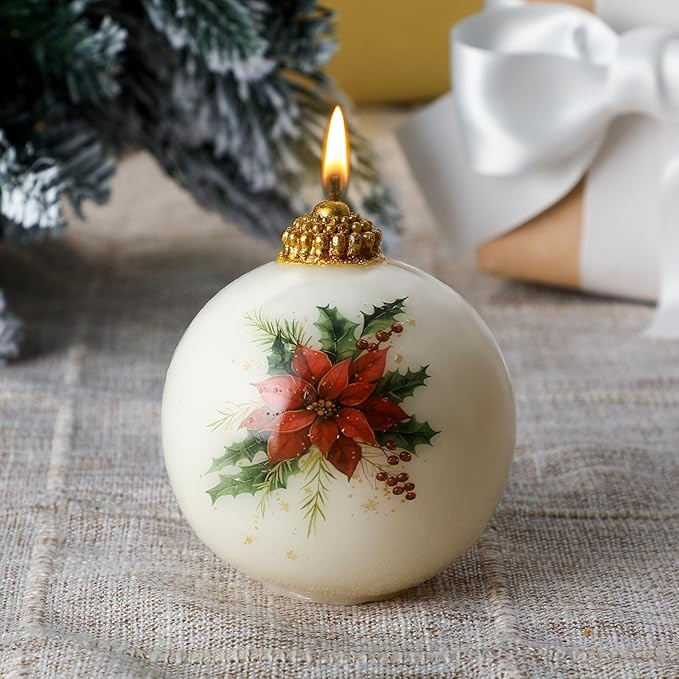 Nuanchu Christmas Ball Candles Poinsettia Red Vintage Christmas Party Gifts for Women Rustic Cand... | Amazon (US)