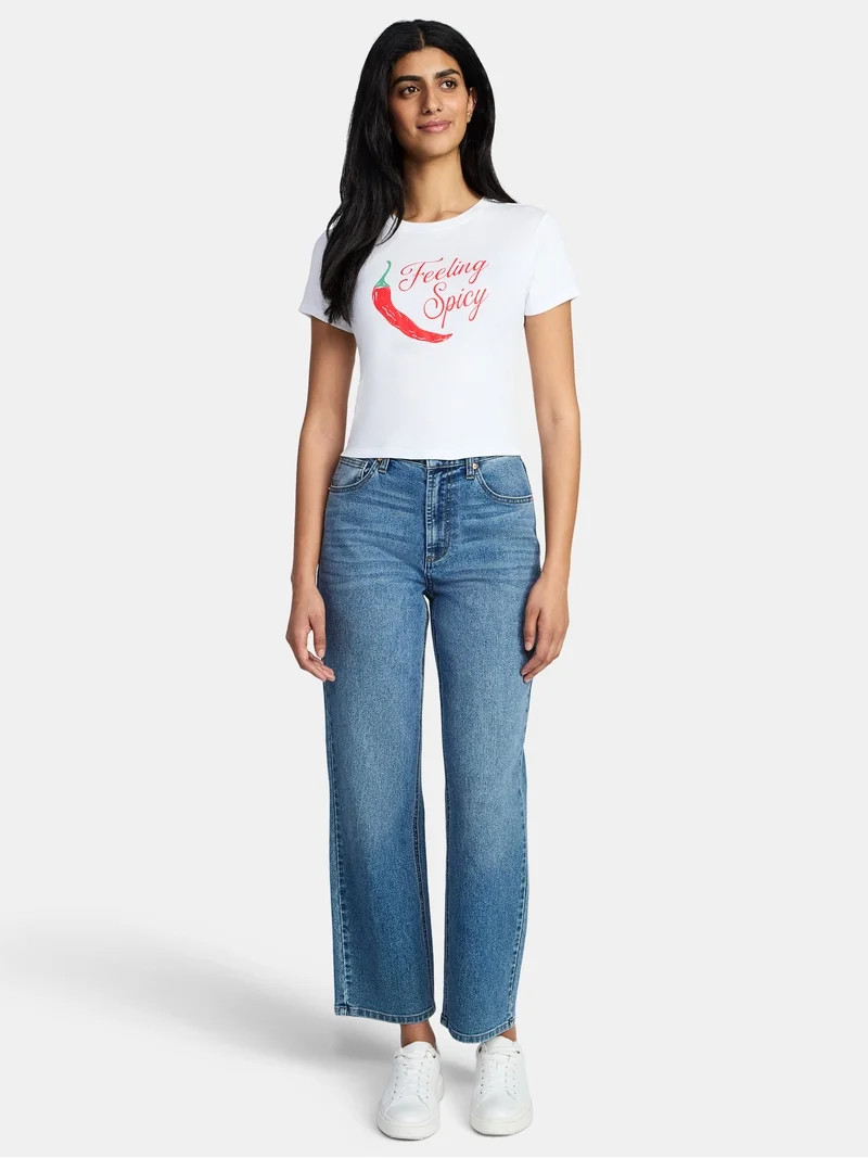 Feeling Spicy Women's Graphic Baby Tee with Short Sleeves, Sizes XXS-XXL | Walmart (US)