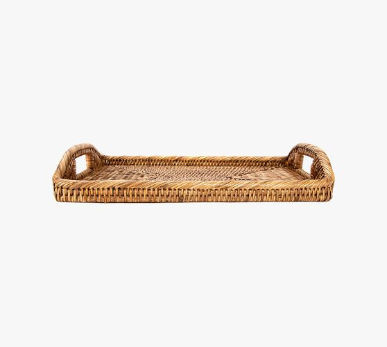 Tava Handwoven Rattan Rectangular Serving Tray | Pottery Barn (US)