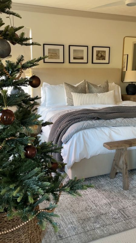 Add a Christmas tree to your bedroom for instant holiday coziness. 

#LTKhome #LTKSeasonal #LTKHoliday