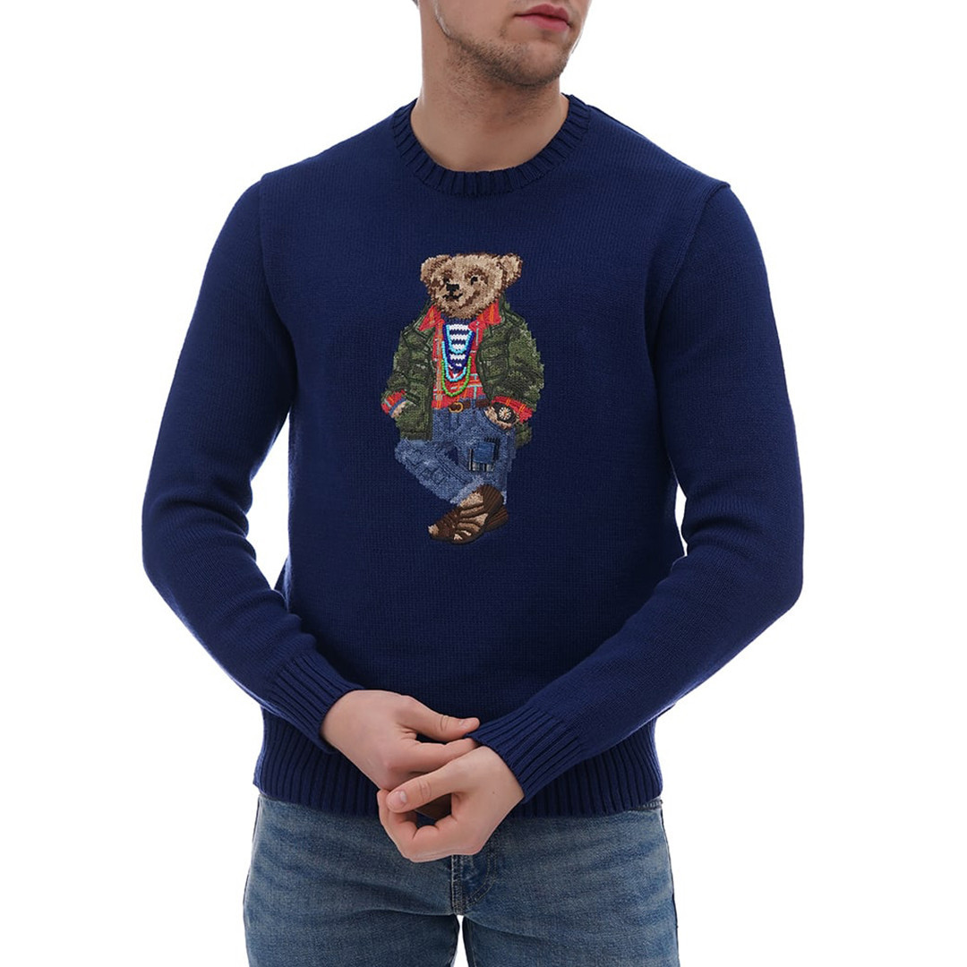 Navy Bear Logo Cotton Jumper | BrandAlley