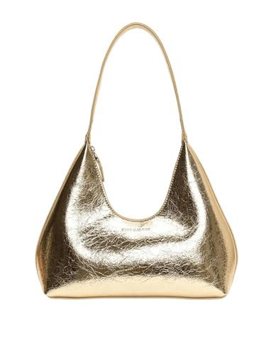 Verdusa Women's Metallic Hobo Shoulder Bags Top Handle Handbag Zipper Purses Gold One-Size | Amazon (US)