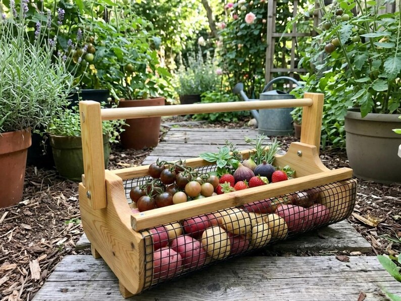 Large Garden Harvest Basket \u2013 Outdoor Gathering Tote for Fruits & Vegetables - Etsy | Etsy (Global)