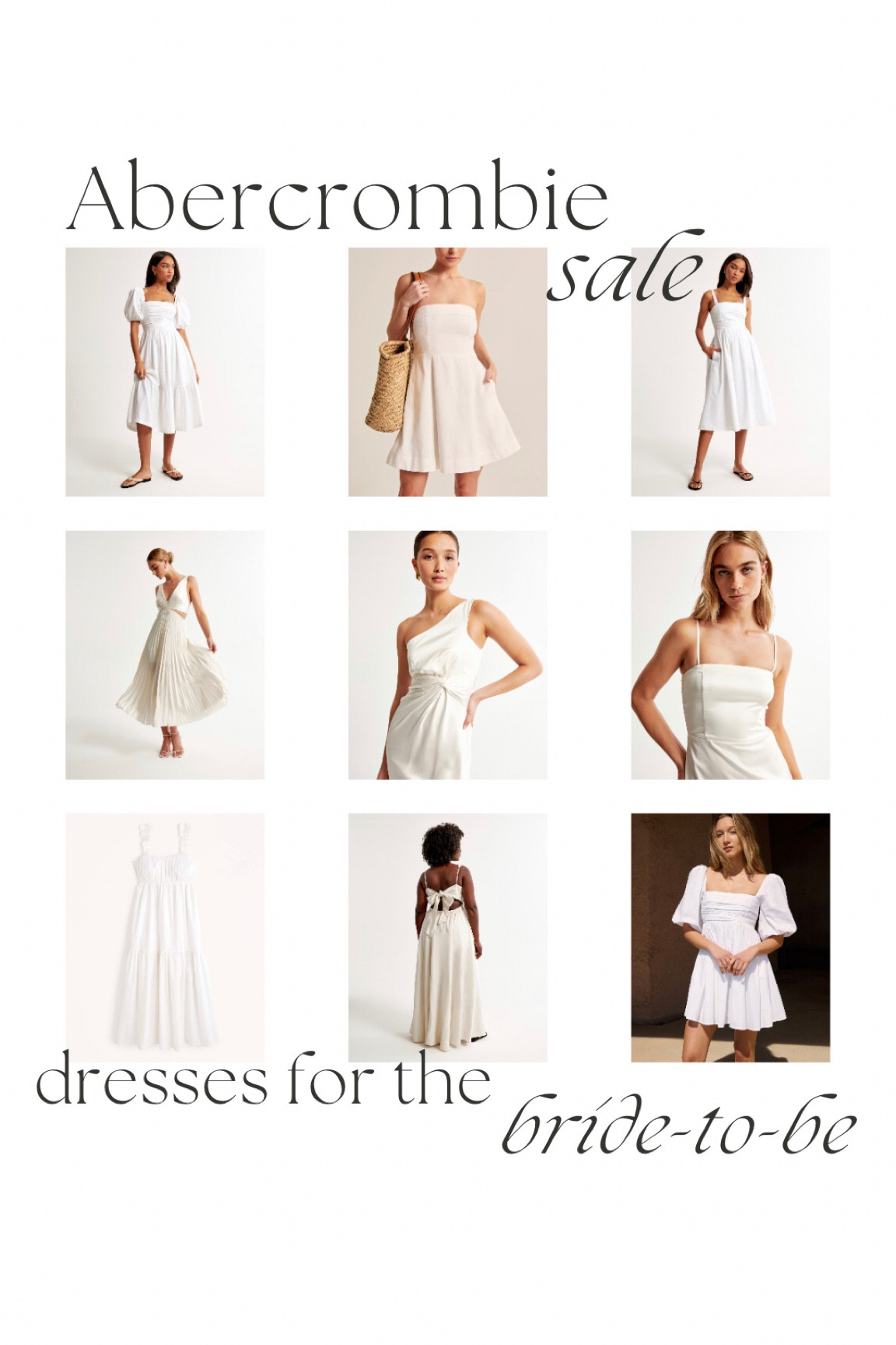 Sooo many great dresses for the bride-to-be are on sale at Abercrombie right now!! Absolutely love these for engagement pics, bridal showers, bachelorette parties, rehearsal dinners, after parties, and more! (There’s some great honeymoon dresses on there, too!) 

#LTKunder100 #LTKwedding #LTKsalealert