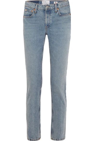 RE/DONE - Cindy Crawford The Crawford High-rise Straight-leg Jeans - Light denim | NET-A-PORTER (US)